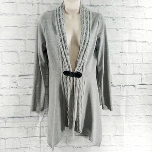 🔵BOGO FREE🔵 Cardigan Sweater Gray Long Line Buckle Front Sz 6